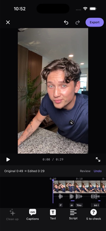 Auto Edit AI video editor screen